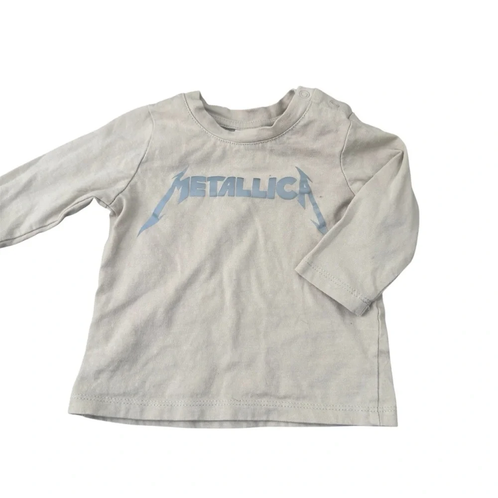 Cotton On Baby Metallica Band Graphic Tee Long Sleeve Tan Rock Shirt 3-6M
